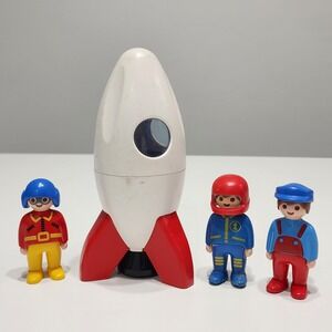 Vintage Playmobil 123 Rocket Toddler Child Spaceship 3 Figures Toy Lot